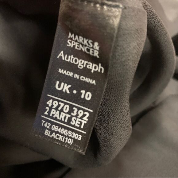 M&S Autograph Black Pleated Party Cocktail Dress Sz M - Picture 14 of 16